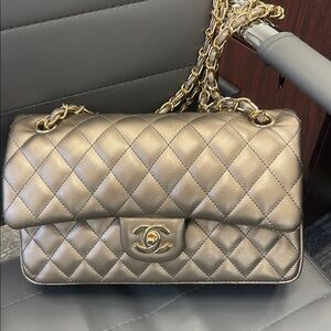 Chanel Style Gold Quilted Shoulder Bag